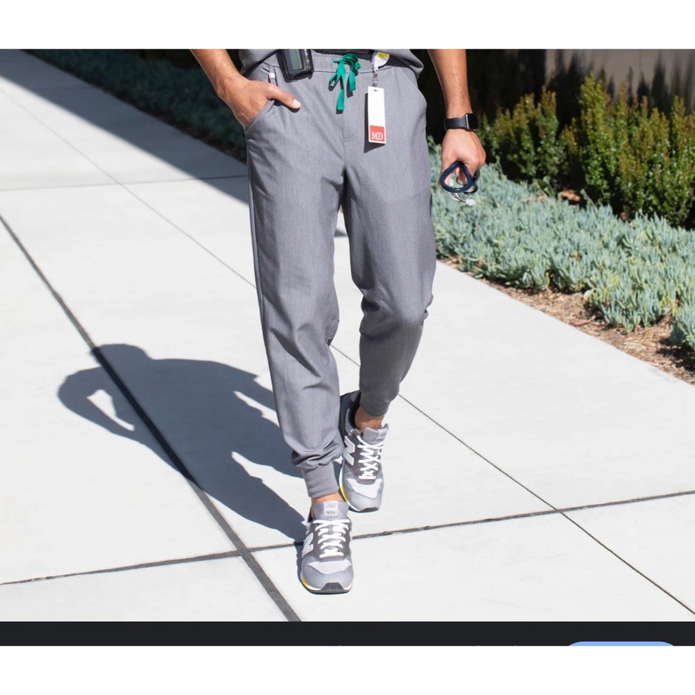 FIGS Technical Collection Jogger Scrub Pants Men L Tall Gray Drawstring Pockets